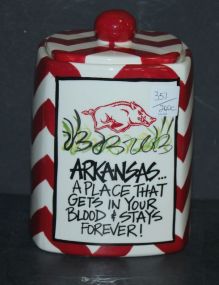 University of Arkansas Canister New Pottery canister with lid, 5