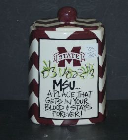 Mississippi State University Canister New MSU pottery canister with lid, 5