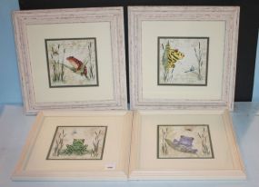 Collection of Four Frog Prints signed Richard A. Hinson