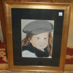 Print of Watercolor of Young Girl signed 19