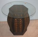 Wicker Base, Glass Top Table 24