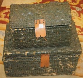 Two Wicker Boxes includes candlesticks and books, 14