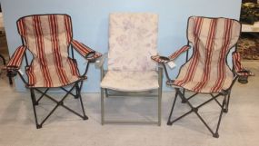 Two Folding Chairs and Yard Arm Chair