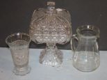 Press Glass Candy Dish, Spooner, and Pitcher Dish 11