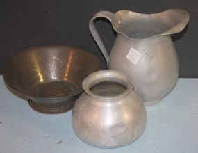 Sifter, Aluminum Pitcher, and Small Spittoon