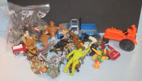Box Lot of Toy Cars, Truck, and Figurines