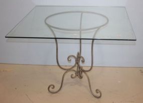 Iron and Glass Top Square Table