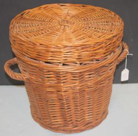 Covered Wicker Two Handle Basket 13