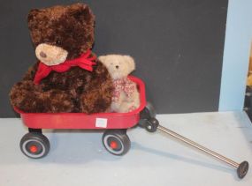 Small Red Wagon with Two Bears
