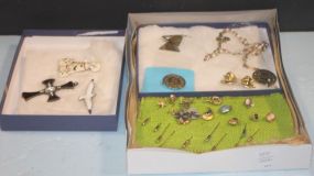 Collection of Vintage Earrings, Stick Pins, and Pins