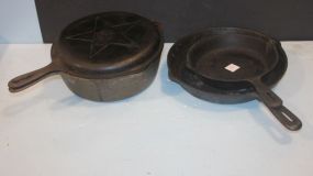 Three Iron Skillets one with lid, no marks