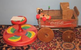 Child's Pull Toy, Spinner, and Wagon