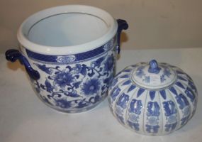 Blue and White Porcelain Flower Pot, Blue and White Mushroom Shape Covered Jar flower pot 10