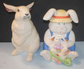Pittman Rabbit and Rabbit Cookie Jar rabbit (broken ear) 12