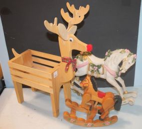 Painted Rocking Horse, Wood Horse, and Wood Reindeer racing horse 15