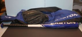 Mizuno 12 Inch Glove, 30 inch Typhoon Easton Bat, and Easton Bag