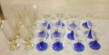 18 Glasses Twelve blue base, six amber base