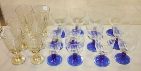 18 Glasses Twelve blue base, six amber base