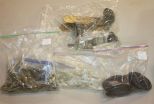 Six Dresser Hardware Pulls, Bag Lot of Keys, Five Old Doorknobs, and Bag of Prisms 3 glass, 2 Eastlake bronze