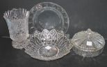 Press Glass Spooner, Dip Bowl with Underplate and Covered Candy Dish underplate 10