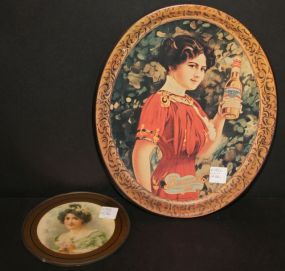 Round Picture of Victorian Lady and Budweiser 1974 Tray lady 6
