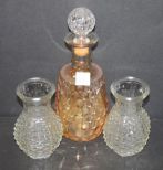 Two Glass Vases and Decanter