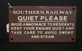Repro. Southern Railway Quiet Please-Cast Iron Sign 10