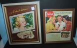 Two Framed Advertising Prints 1941 Coke and 1947 Schlitz Beer