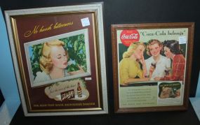 Two Framed Advertising Prints 1941 Coke and 1947 Schlitz Beer