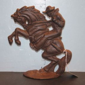 Repro. Cast Iron Cowboy on Horse Doorstop 9