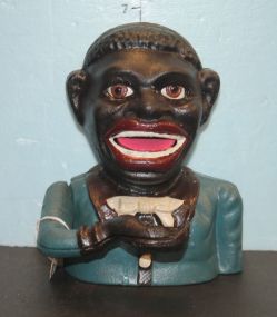 Repro. Cast Iron Jolly Boy Mechanical Bank 6