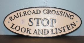 Repro. Cast Iron Railroad Crossing Stop Sign 15