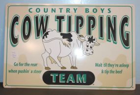 Repro. Tin Cow Tipping Sign 17