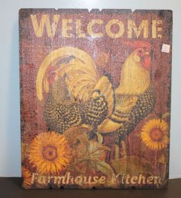 Repro. Wooden Welcome Rooster Sign 19
