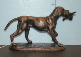 Repro. Cast Iron Bird Dog Statue with bronze finish