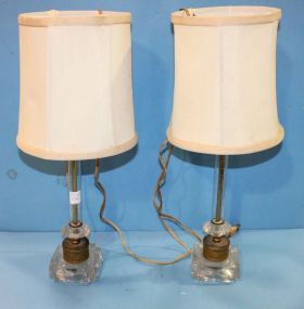 Pair of Vintage Glass Boudoir Lamps