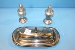 Sterling Weighted Shakers and Silverplate Butter Dish