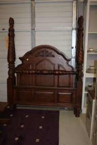 Contemporary 4 Poster Carved Full or Queen Size Bed