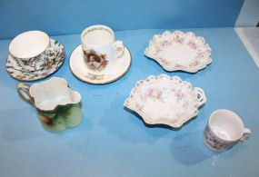 China Coronation cup and saucer, royal bone cup and saucer, fruit painted pitcher, small porcelain baby cup, Austria berry bowl and underplate.