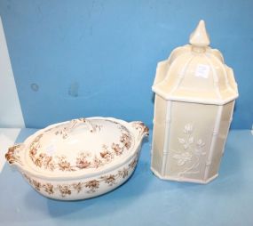 Porcelain Canister and English Tureen