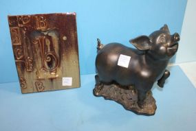 Pottery Letter and Garden Parade Pig