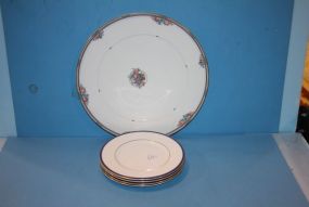 Large Christopher Stuart Platter and Four Minton China Plates