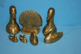 Lot of Brass Ducks, and Duck Bookends