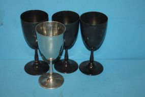 Four Pewter Goblets