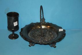 Elaborate Silver-plate Goblet and James Tuft Silverplate Basket