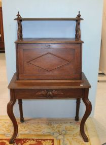 2pc. Walnut Victorian Drop Front Desk