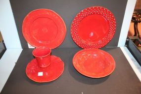 Vietri Tomato Red Plates, Bowl, Cup
