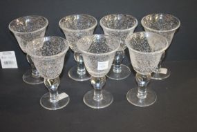 Set of Seven Bubble Glass Drinking Glasses