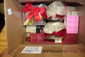 Box Lot of Room Fragrances and Calling Card Case