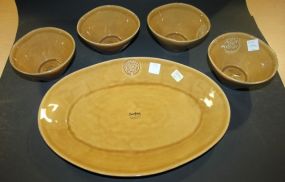 Four Casa Stone Cereal Bowls and Platter